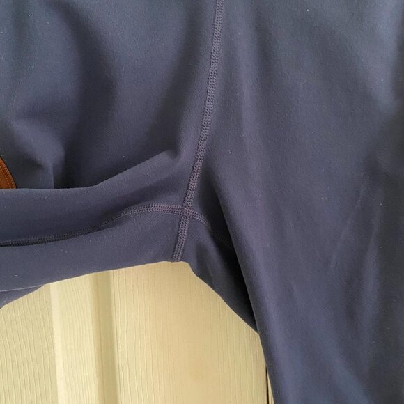 Athleta Women's Navy Track Tux Tight Brown Stripe Active Leggings Size XS Petite - Picture 9 of 10